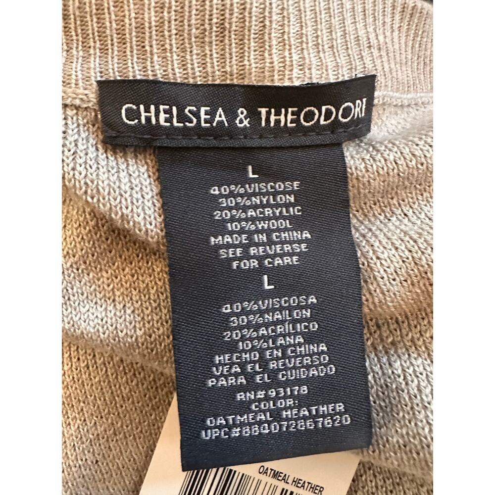 Chelsea & Theodore NWT Oatmeal Heather Open Front Knit Sweater LARGE - Picture 8 of 11